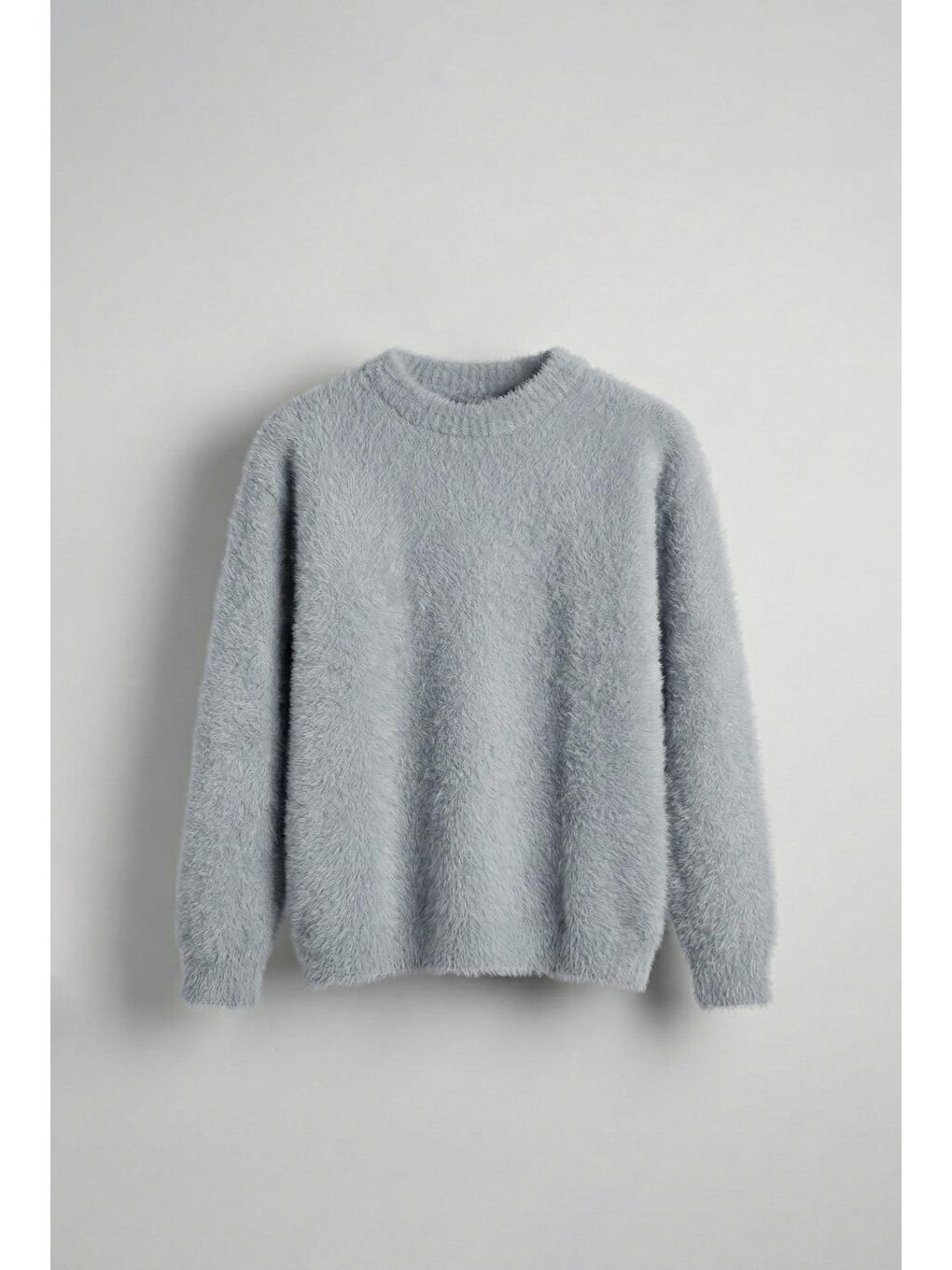 Erkek Oversize Dokulu Kazak Gri