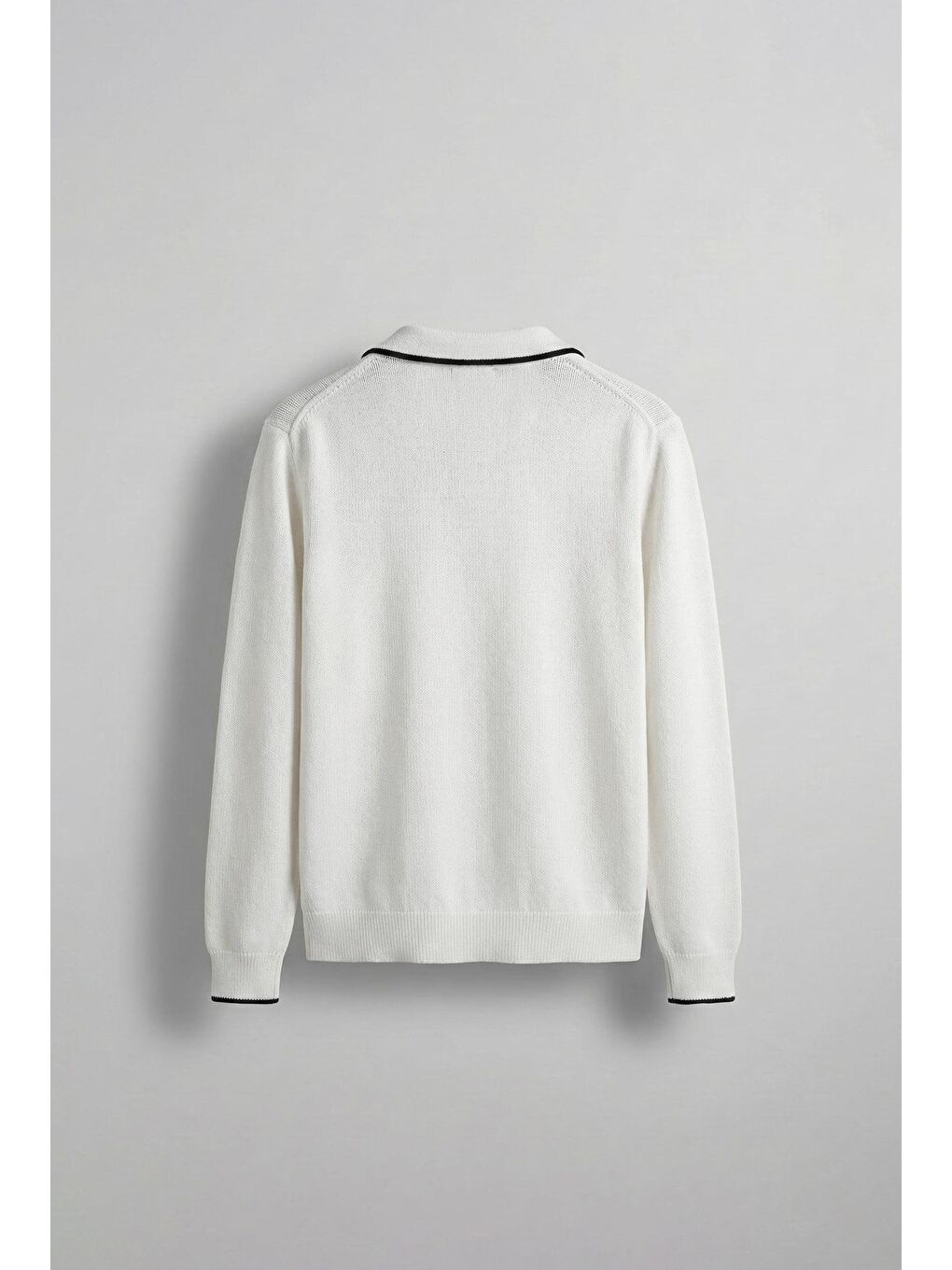 Erkek Polo Yaka İnce Fitilli Kazak Ekru-1