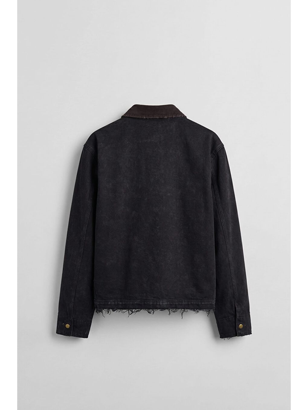 Erkek Kontrast Yaka Yıkamalı Relax Fit Ceket Siyah-1