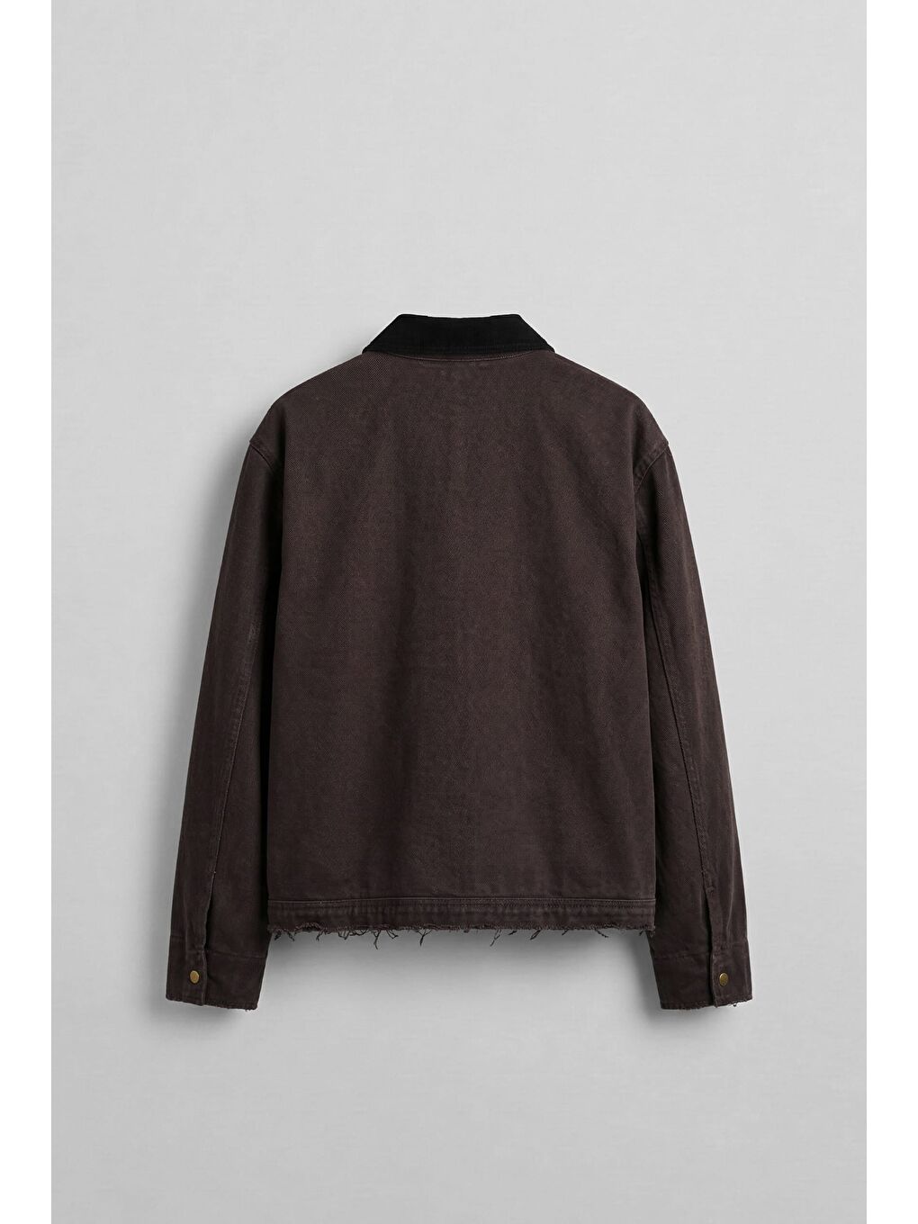 Erkek Kontrast Yaka Yıkamalı Relax Fit Ceket Kahverengi-1