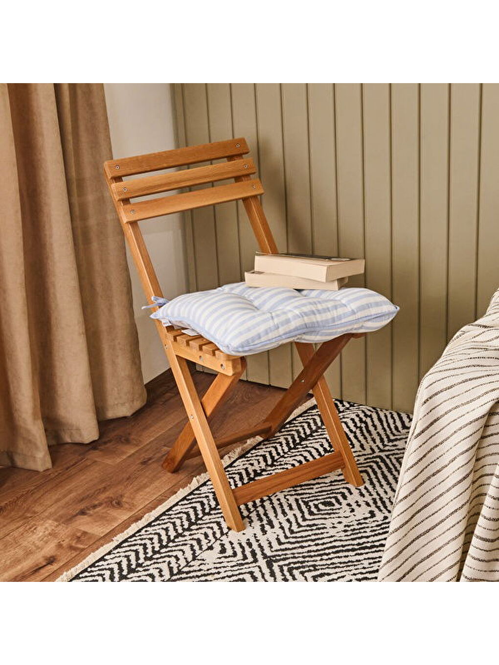 Soft Nautical Fun Sandalye Minderi - Ekru / Mavi - 43x43 cm-2