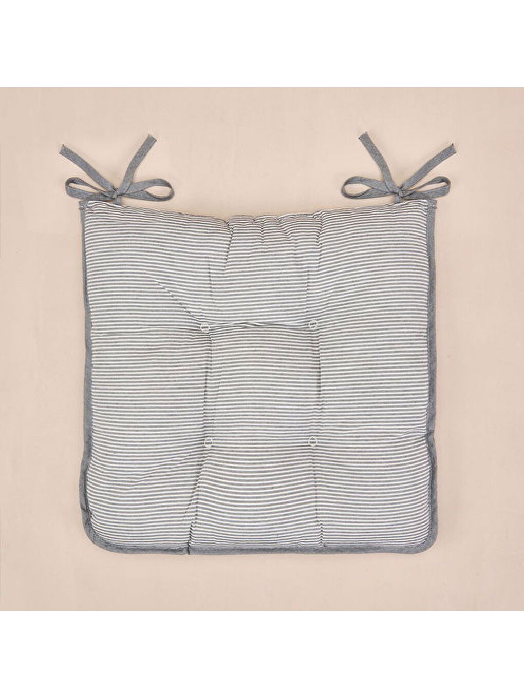 Lila Soft Elegant Curves İnce Çizgili Sandalye Minderi - Ekru / Siyah - 43x43 cm-2