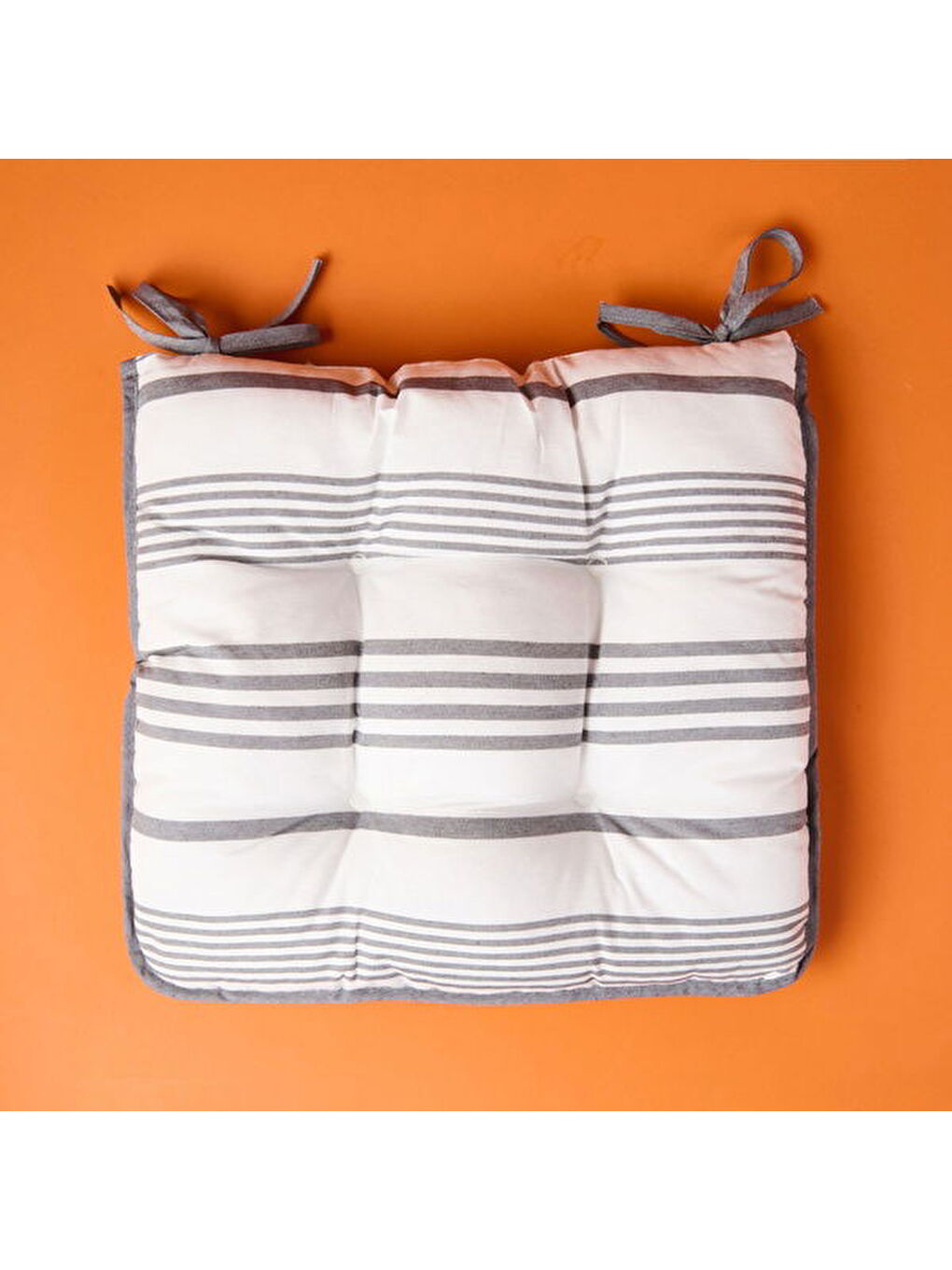 Lila Soft Elegant Curves Kalın Çizgili Sandalye Minderi - Ekru / Siyah - 43x43 cm-5