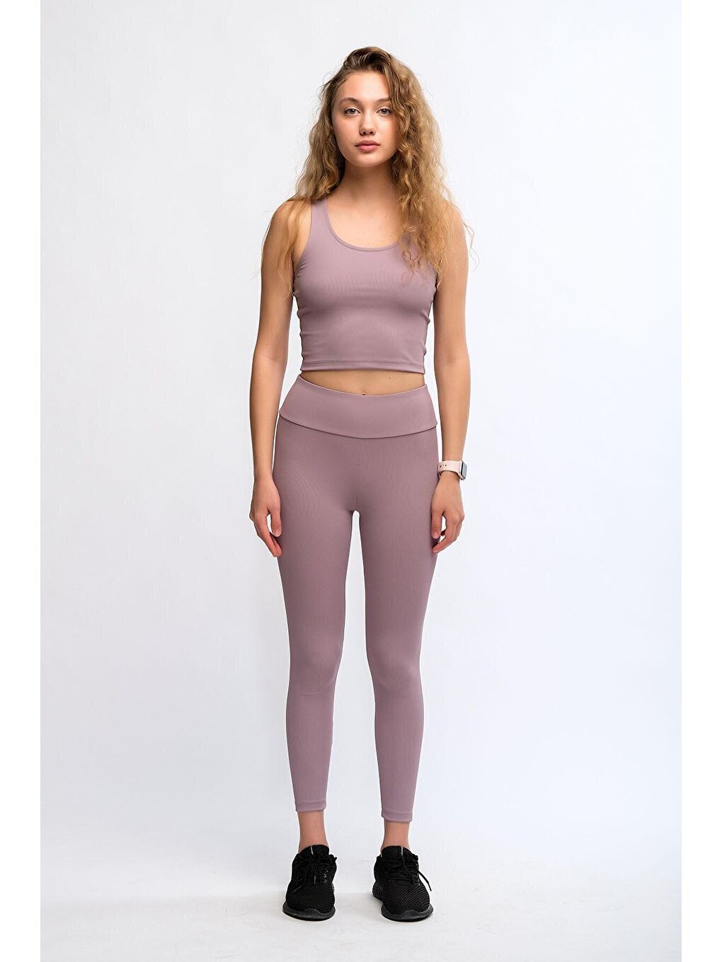 Chandraswear Pembe Rose Kadın Fitilli Askılı Crop Atlet - Luna - 4