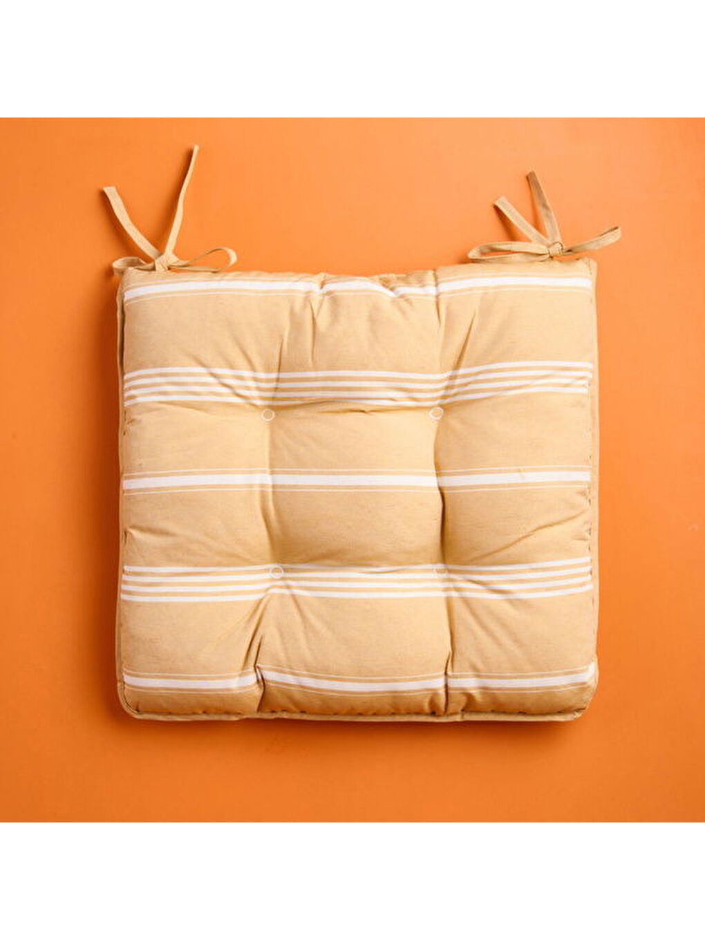 Sarı Soft Sun Madness Sandalye Minderi - Hardal / Ekru - 43x43 cm-4