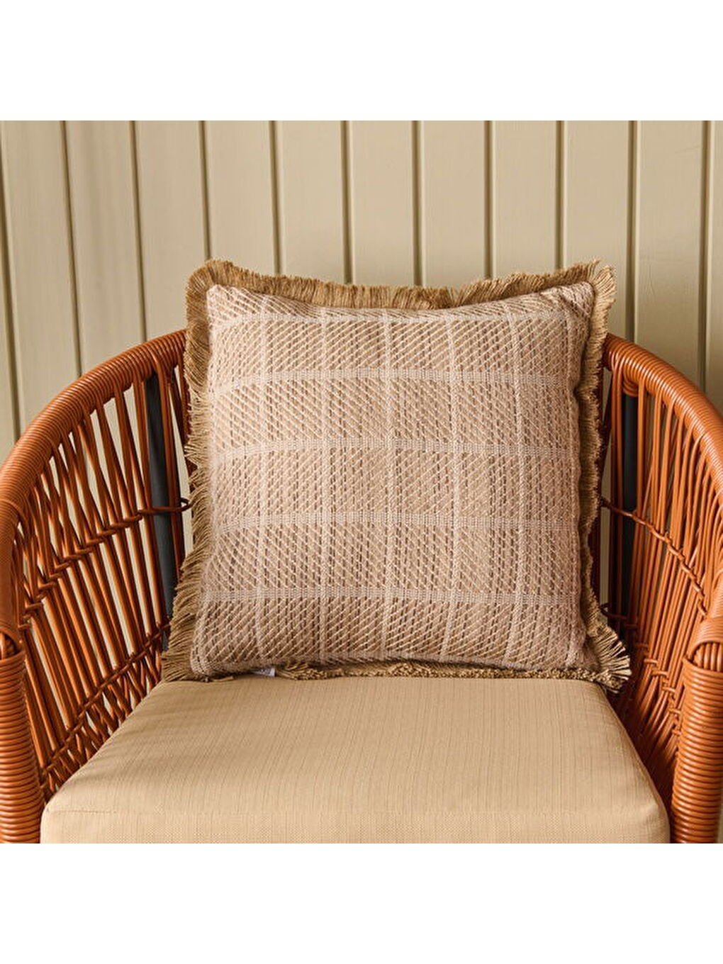 Soft Palm Breeze Jüt Görünümlü Kırlent - Kahverengi - 45x45 cm