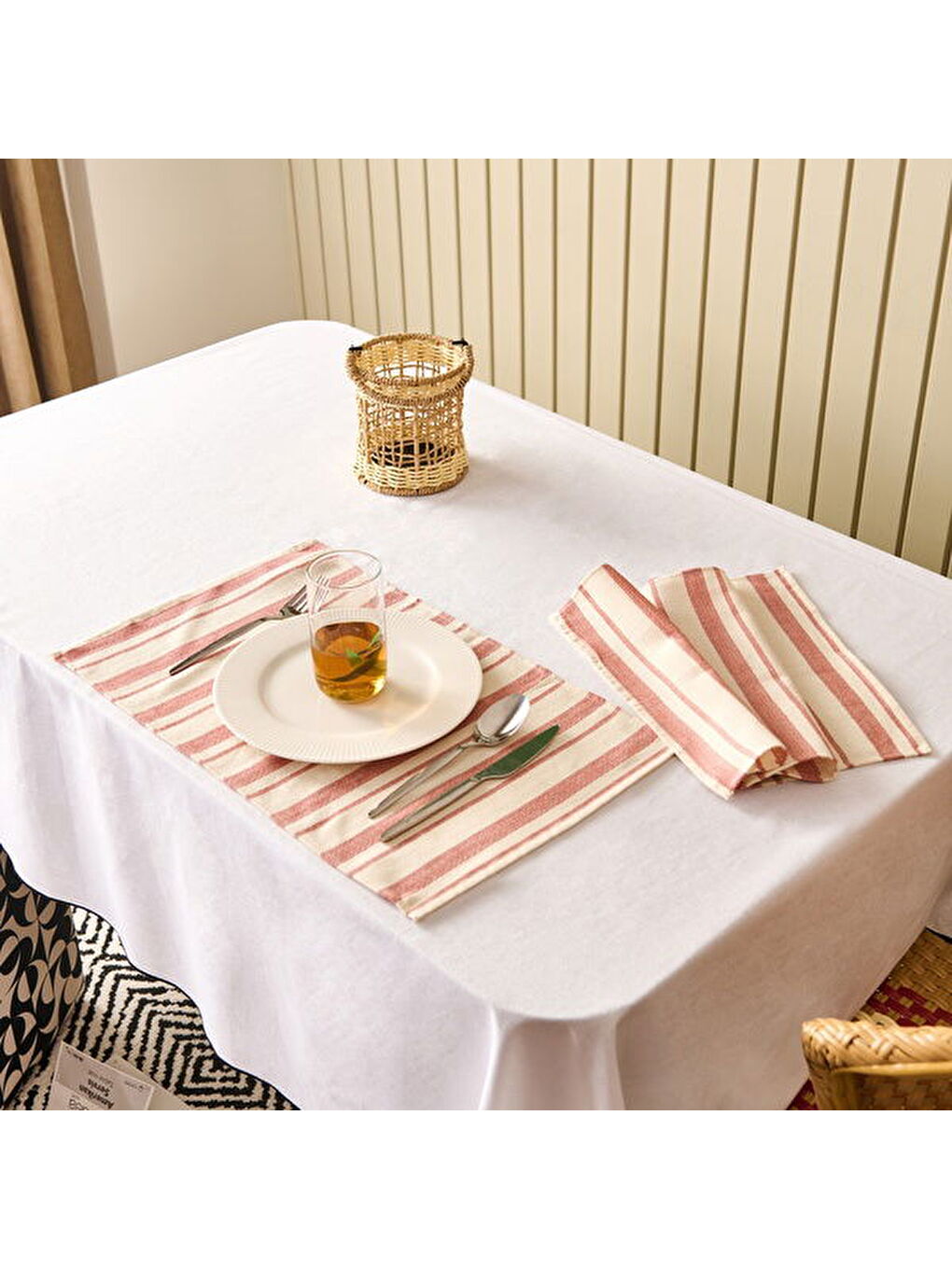 Lila Soft Alno 2'li Amerikan Servis - Ekru / Kiremit - 30x50 cm-5