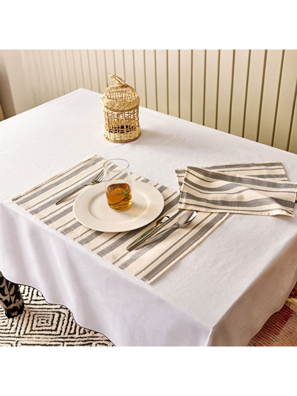 Soft Alno 2'li Amerikan Servis - Ekru / Antrasit - 30x50 cm-5