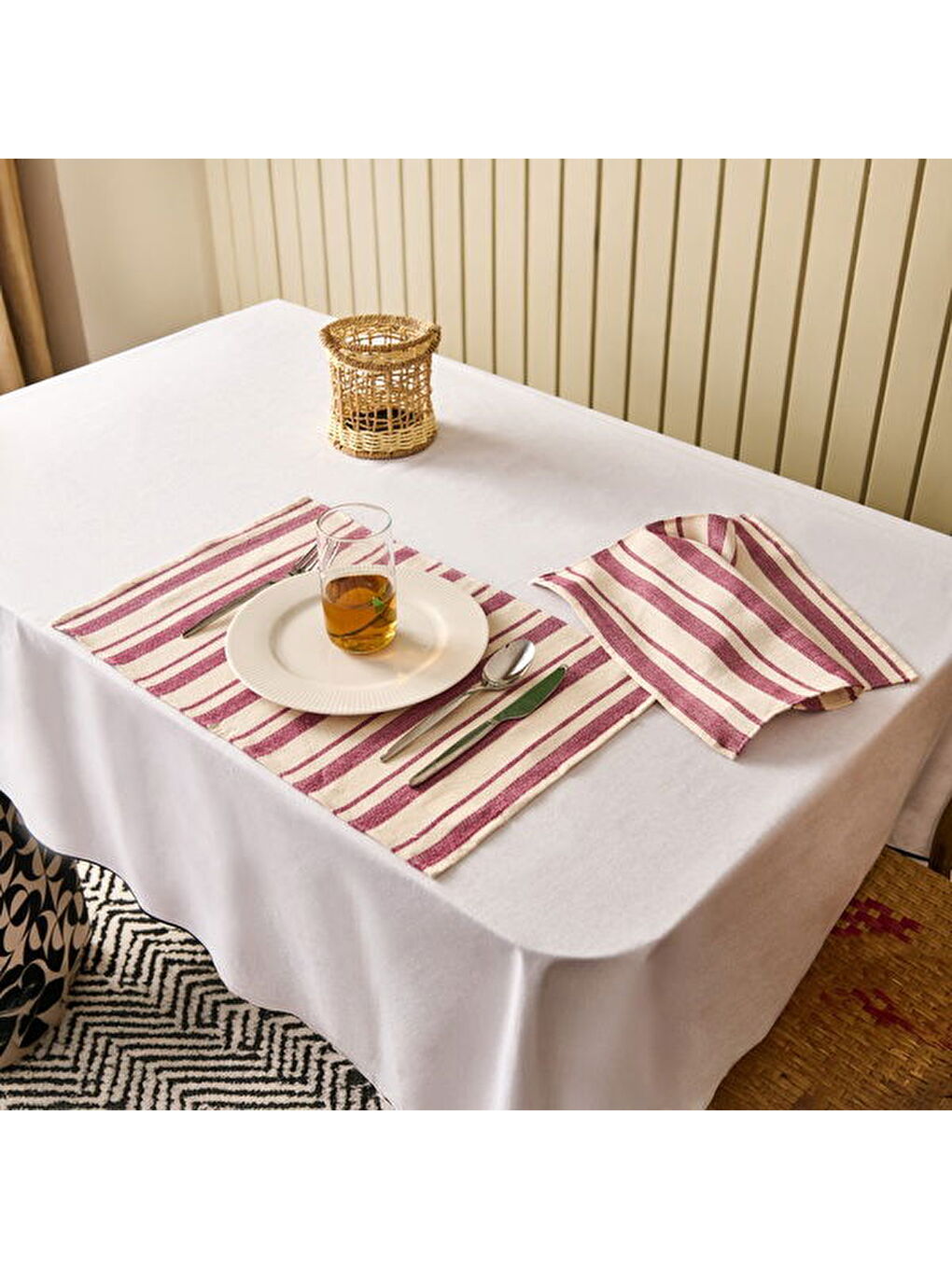 Soft Alno 2'li Amerikan Servis - Ekru / Mürdüm - 30x50 cm-5