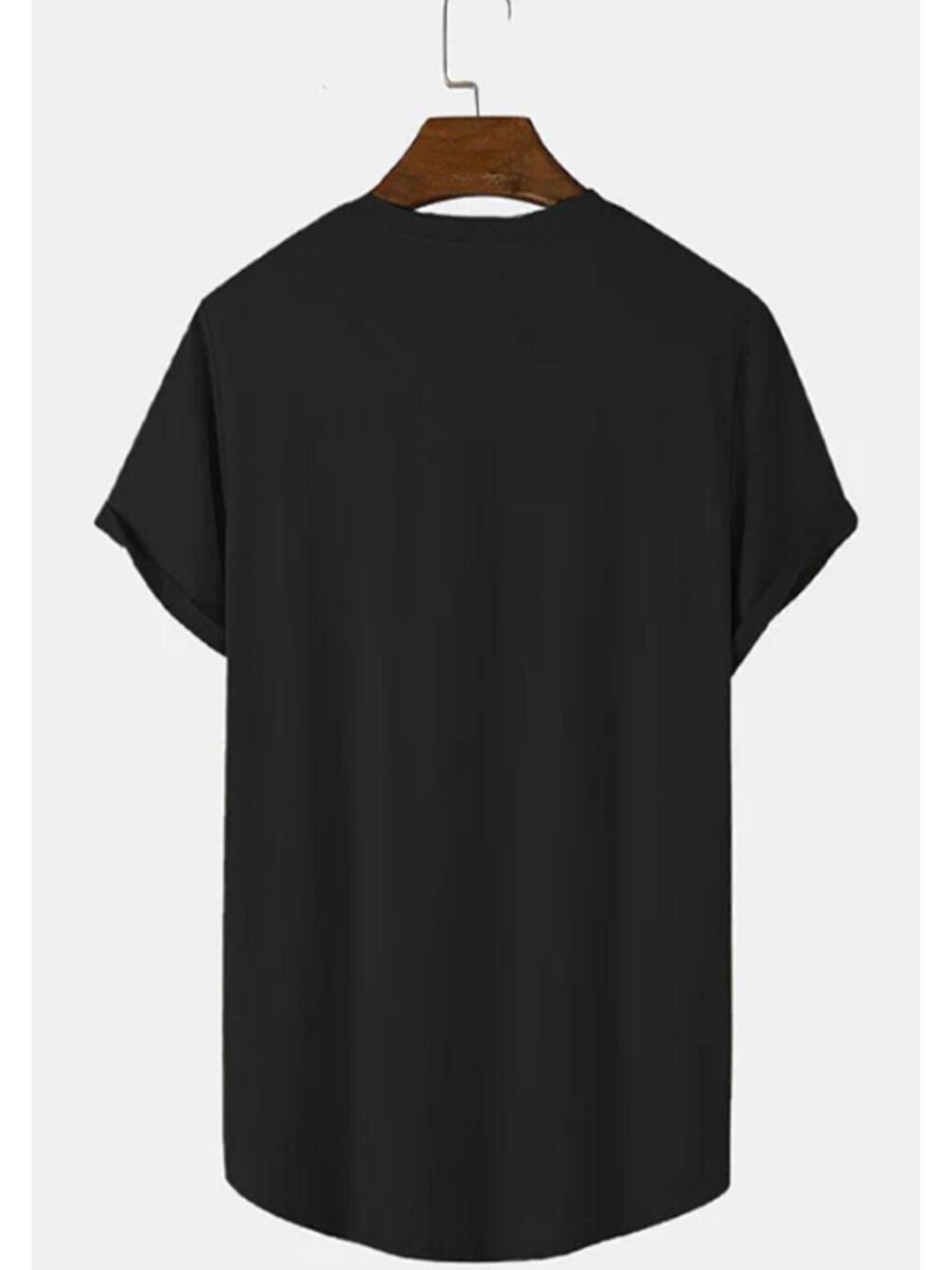 Siyah Uzun Eteği Oval Comfort Fit Unisex Tişört