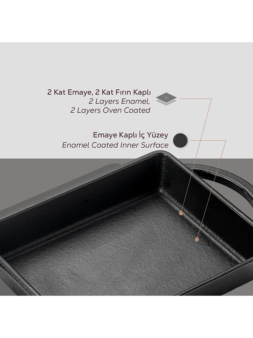 Siyah Dikdörtgen Sahan Döküm Demir Yekpare Çift Kulplu Ölçü 12x15cm.-5