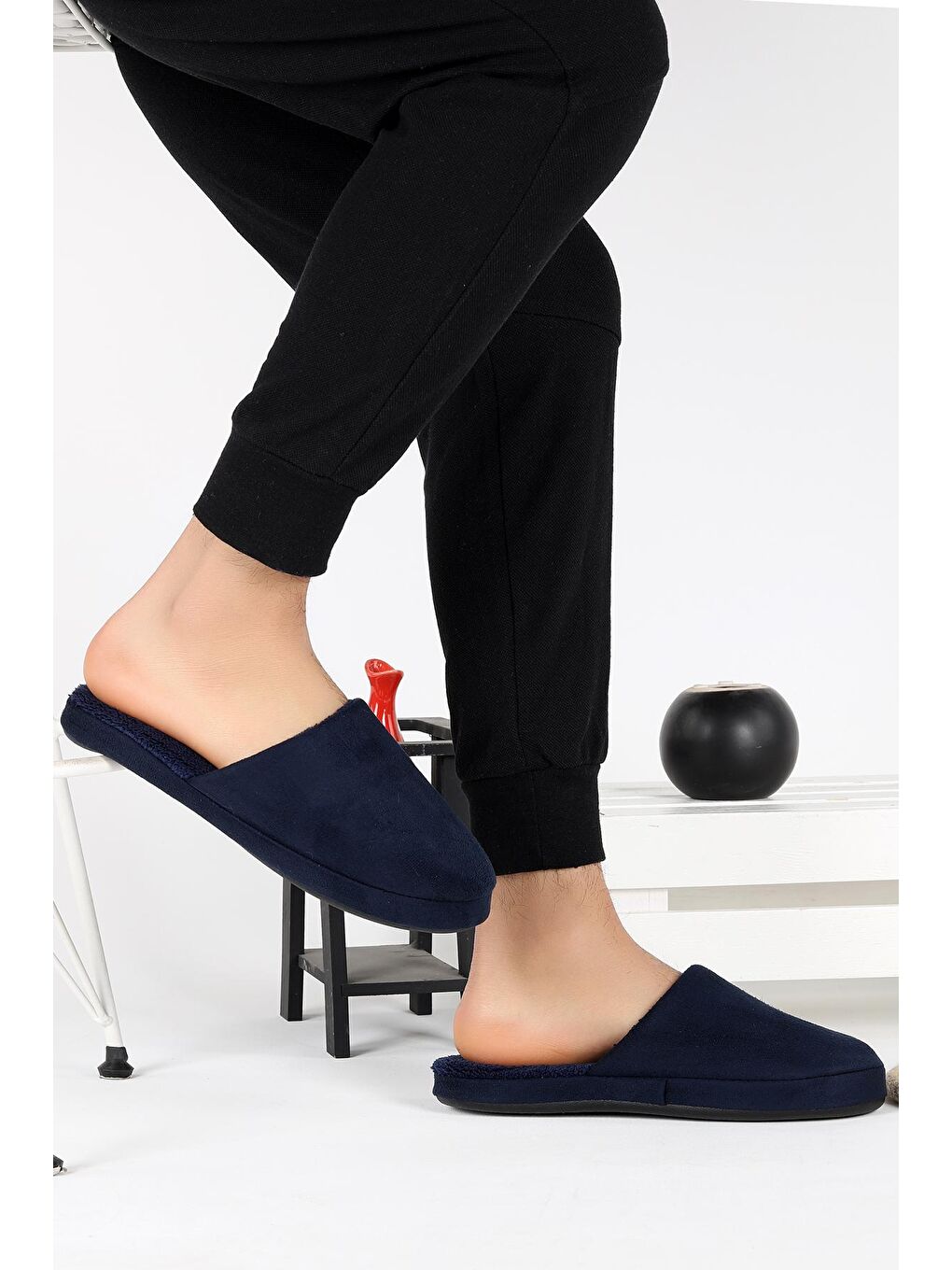 Lacivert RDP 2109 Kışlık Süet Erkek Ev İçi Terlik-2