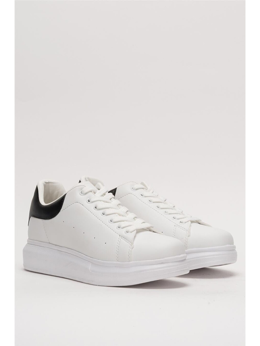 Unisex Yüksek Taban Günlük Spor Sneaker Ayakkabı Beyaz Siyah-2