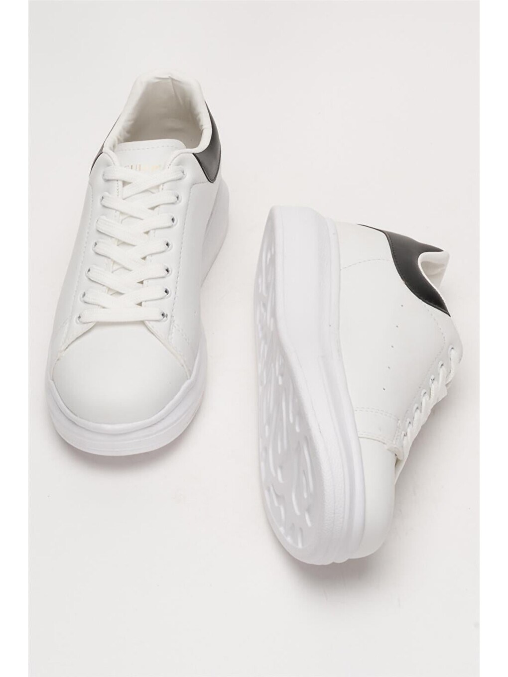 Unisex Yüksek Taban Günlük Spor Sneaker Ayakkabı Beyaz Siyah-6