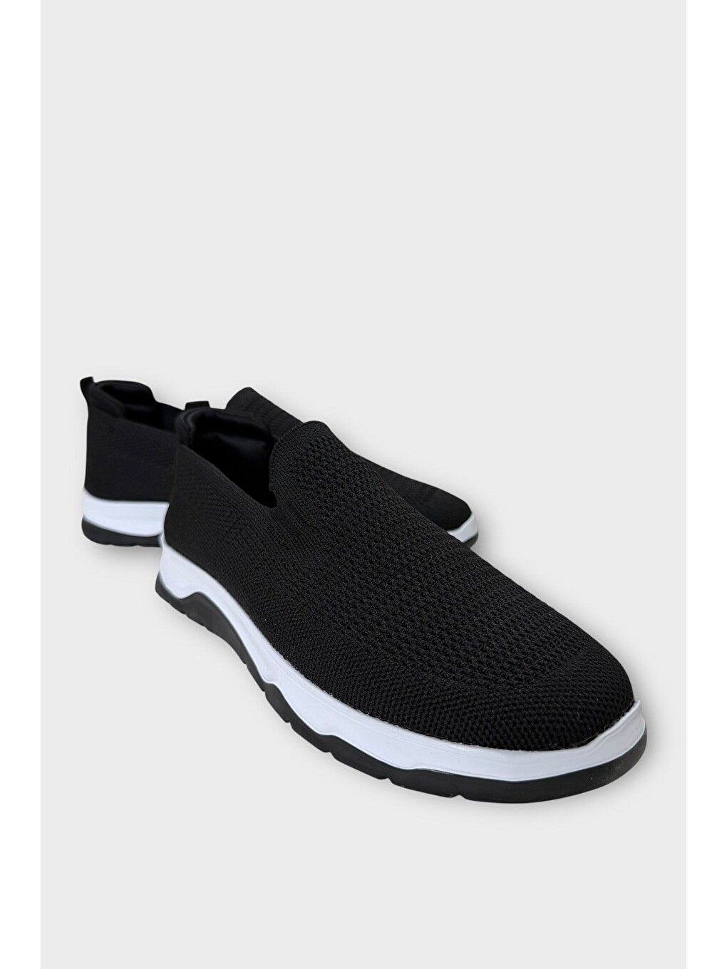 Erkek Nefes Alabilen Triko Sneaker Ayakkabı Siyah - Beyaz-5