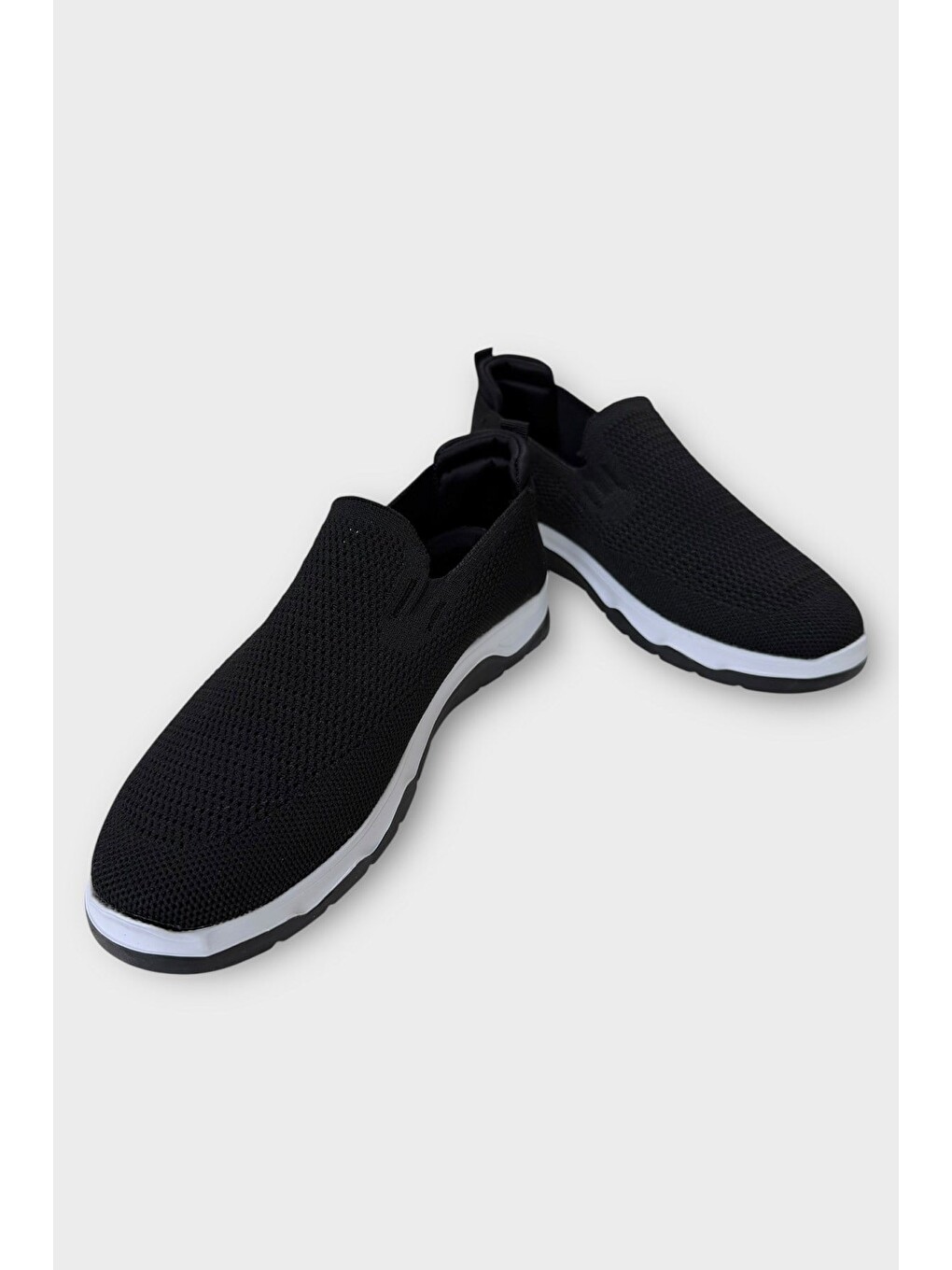Erkek Nefes Alabilen Triko Sneaker Ayakkabı Siyah - Beyaz-8
