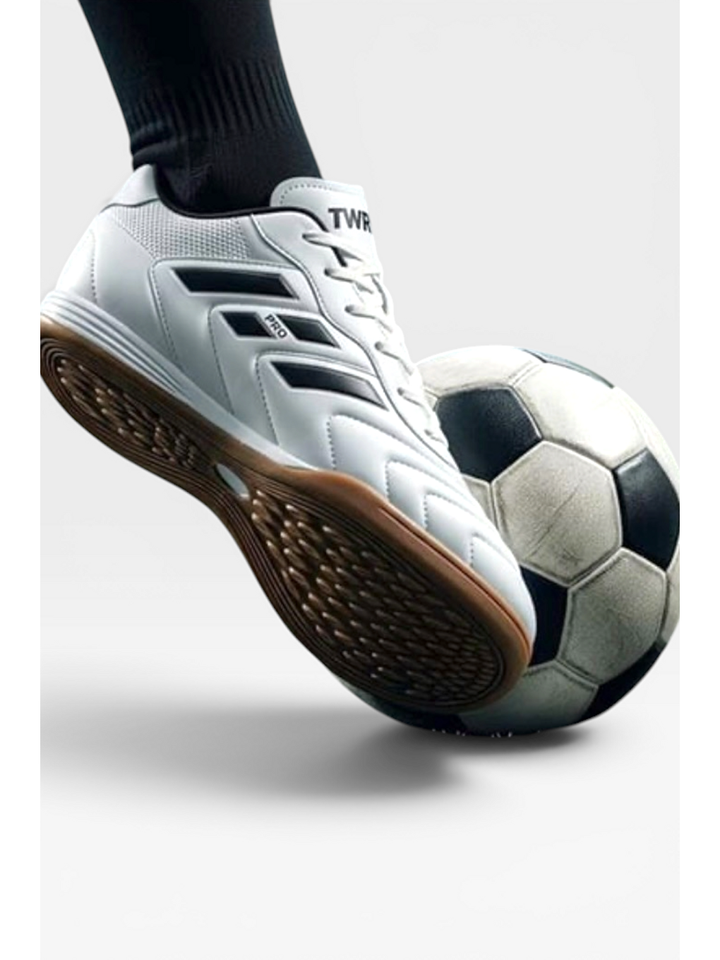 Salon Futbol Ayakkabısı Kaymaz Kauçuk Taban Erkek Futsal Ayakabısı Beyaz-5