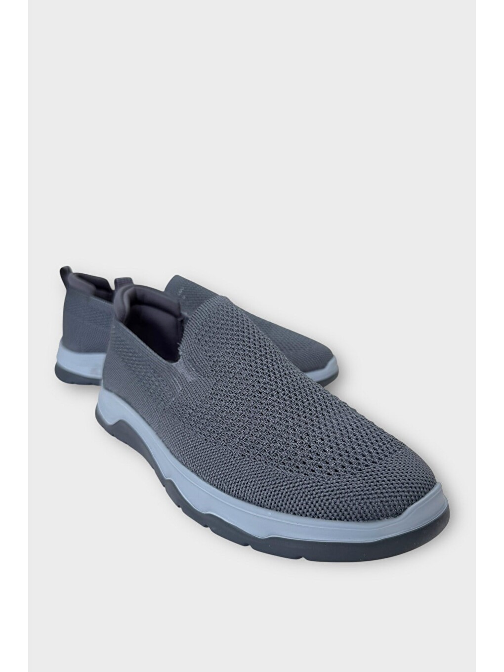 Gri Erkek Nefes Alabilen Triko Sneaker Ayakkabı Füme-1