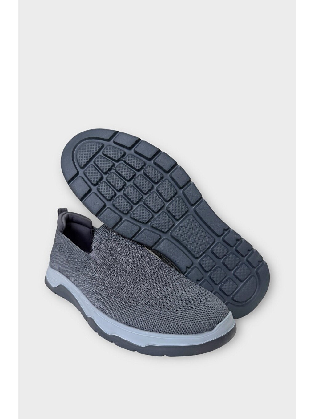 Gri Erkek Nefes Alabilen Triko Sneaker Ayakkabı Füme-4