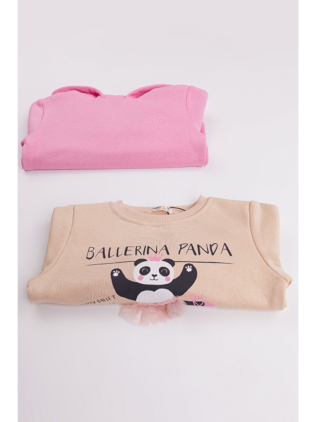 Pembe Kız Çocuk 2'li Paket Basic Sweatshirt-6
