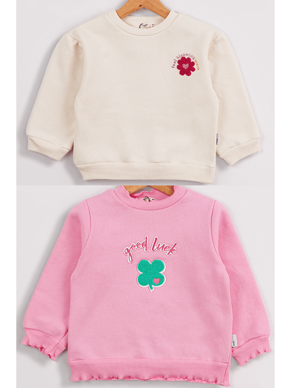 MİSSTUFFY Pembe Kız Çocuk 2'li Paket Basic Sweatshirt