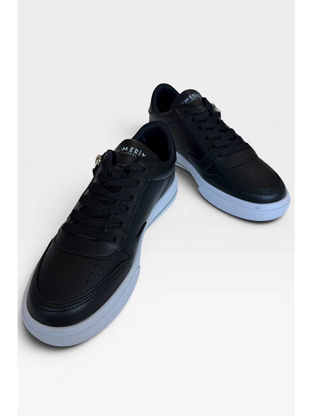 Günlük Hafif Taban Bağcıklı Fermuarlı Kadın Sneaker Ayakkabı Siyah-3