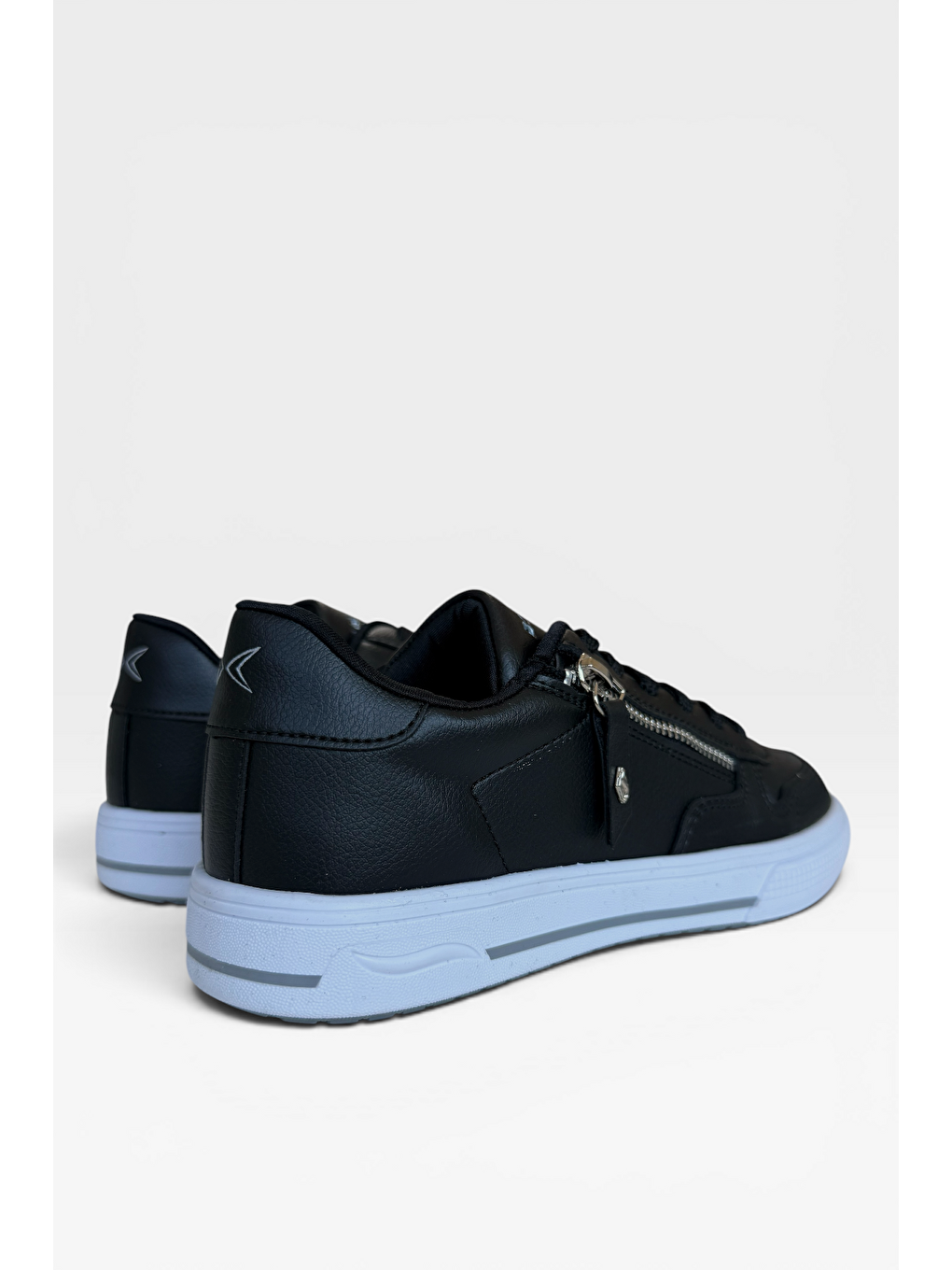 Günlük Hafif Taban Bağcıklı Fermuarlı Kadın Sneaker Ayakkabı Siyah-4