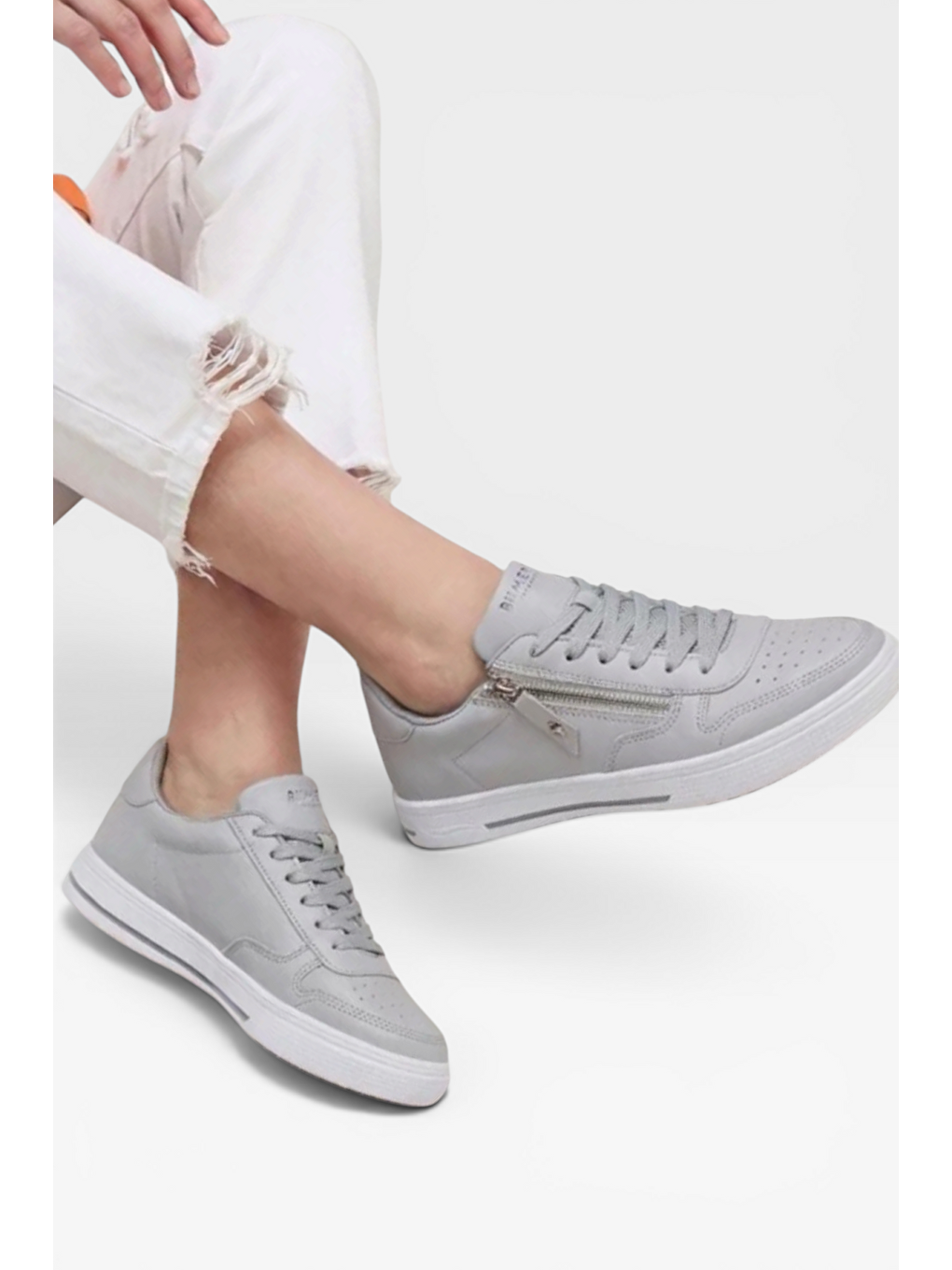 Günlük Hafif Taban Bağcıklı Fermuarlı Kadın Sneaker Ayakkabı Gri-1