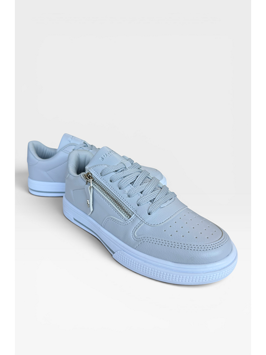 Günlük Hafif Taban Bağcıklı Fermuarlı Kadın Sneaker Ayakkabı Gri-2