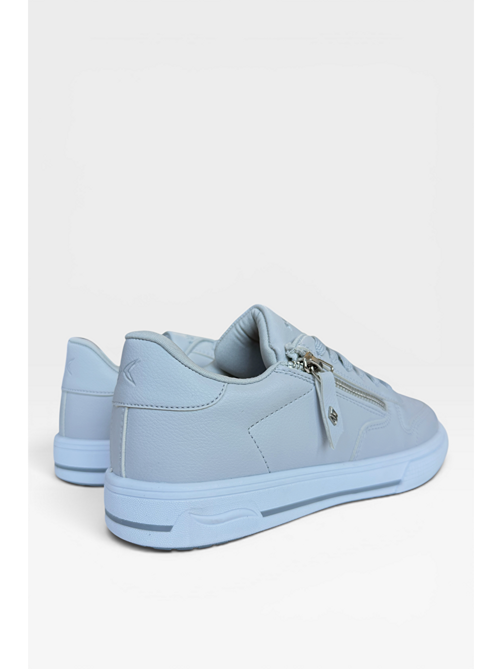 Günlük Hafif Taban Bağcıklı Fermuarlı Kadın Sneaker Ayakkabı Gri-4
