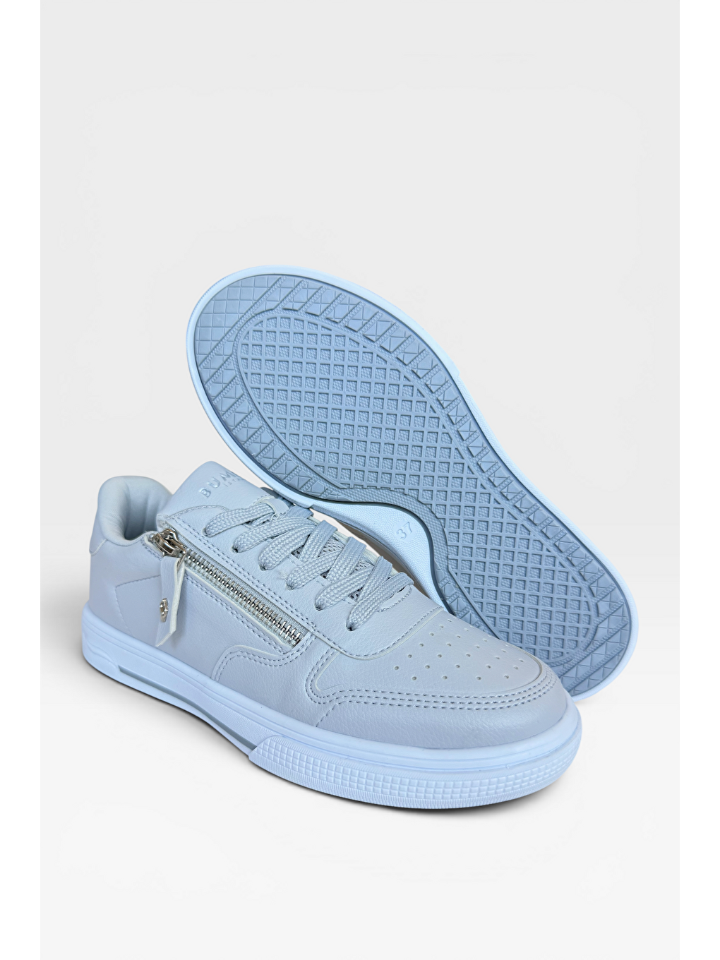 Günlük Hafif Taban Bağcıklı Fermuarlı Kadın Sneaker Ayakkabı Gri-5