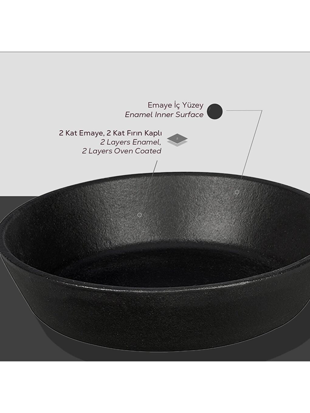 Siyah Yuvarlak Kızartma Tavası Yekpare Saplı. Çap(Ø)12cm.-5