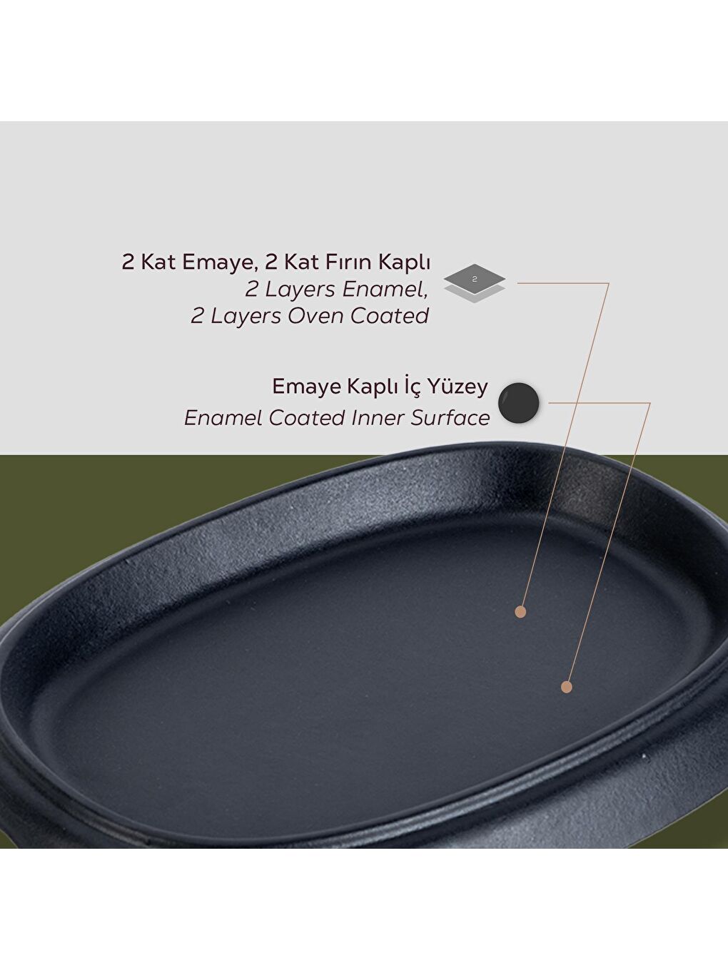 Siyah Oval Fajita Tabağı Ölçü 12x19cm.-4