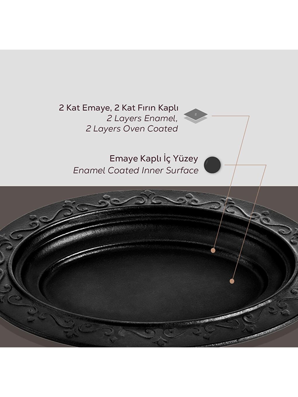 Siyah Oval Döner, Kebap Tabağı. Ölçü 32x23cm.-6