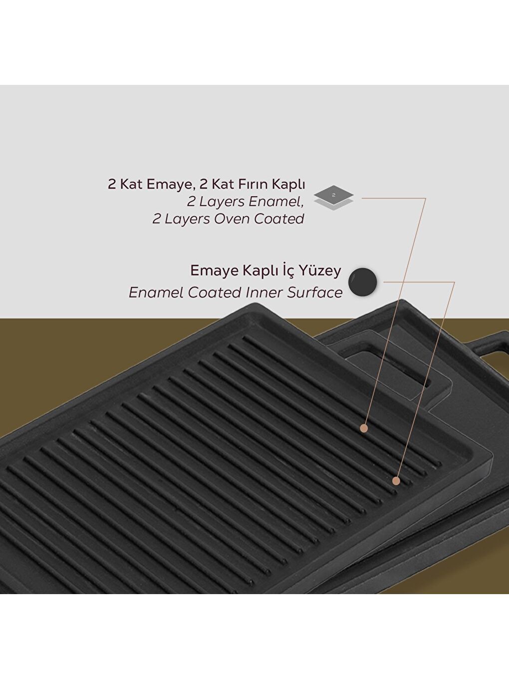 Siyah Dikdörtgen Çift Yön Izgara ve Düz Yüzey Hot Plate Ölçü 22x15cm.-5