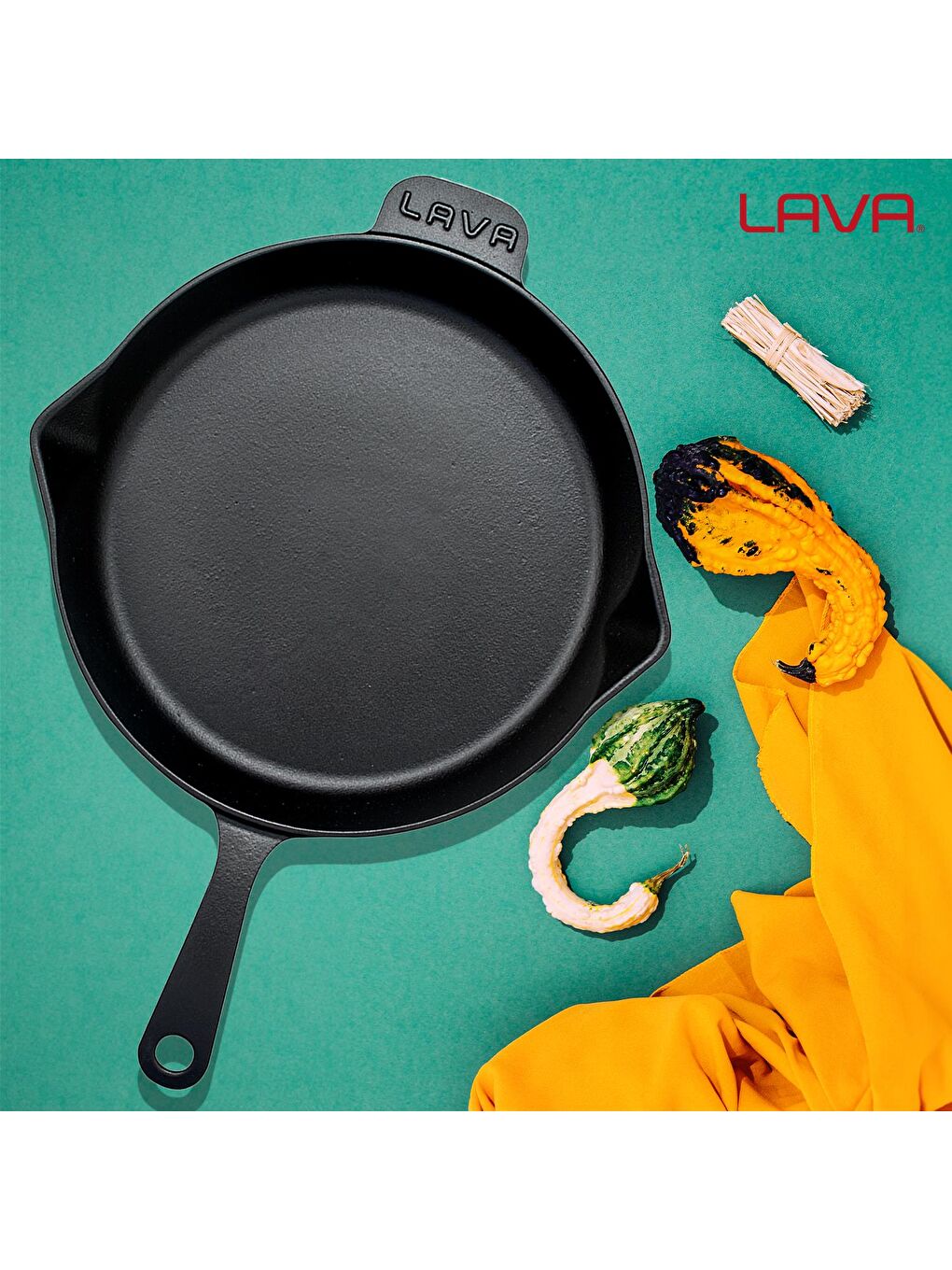 Siyah Yuvarlak Kızartma Tavası Döküm Demir Yekpare Saplı. Çap(Ø)30cm-6