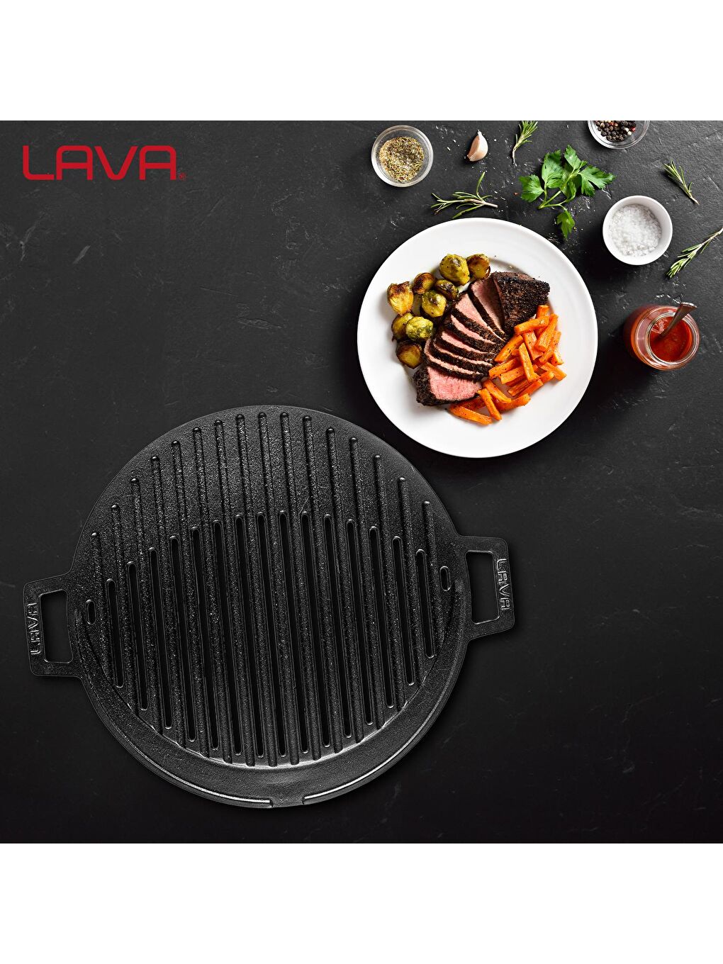 Siyah Yuvarlak Mangal Izgarası Döküm Demir Yekpare Çift Kulplu Çap (Ø)37cm.-6