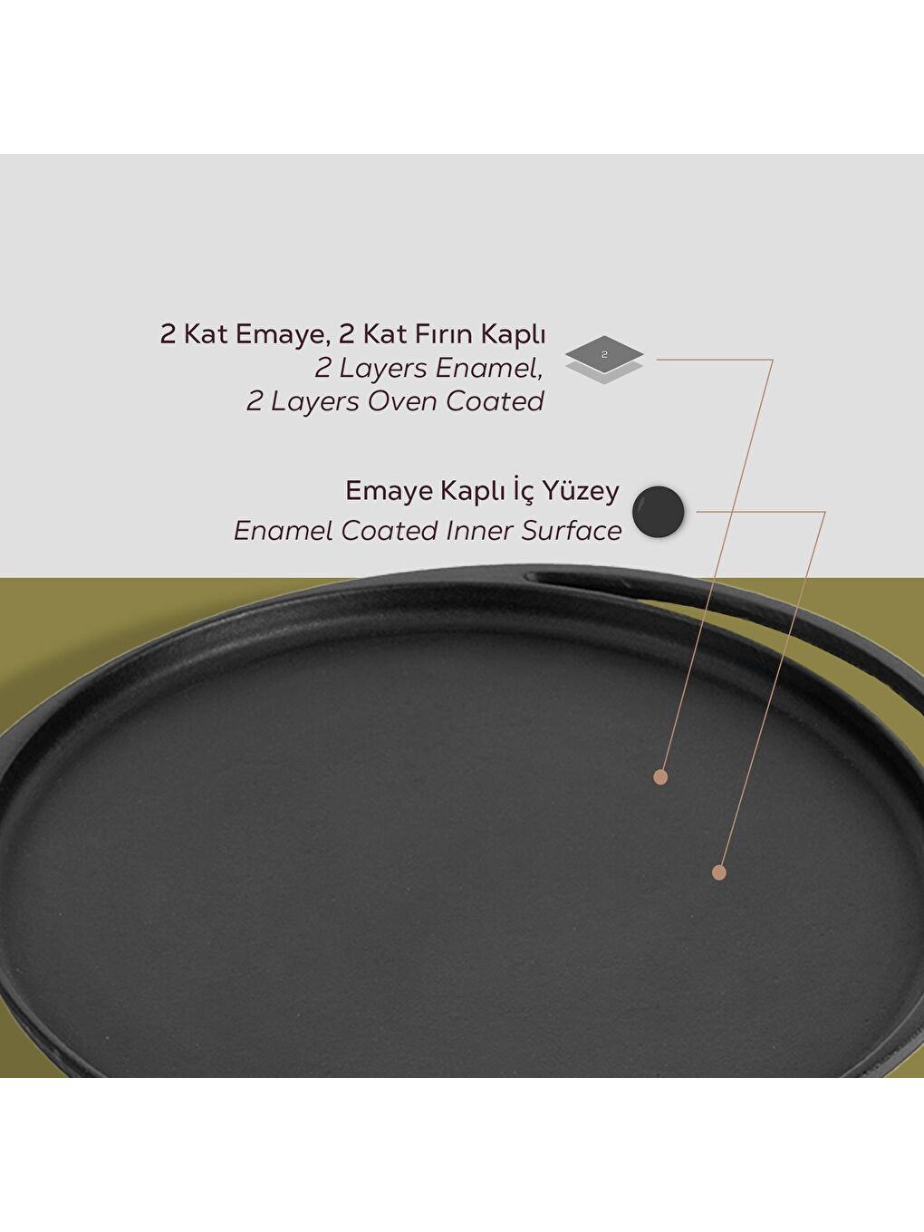 Siyah Yuvarlak Pizza Krep Pankek Tavası Döküm Demir Yekpare Çift Kulplu Çap(Ø)20cm.-5