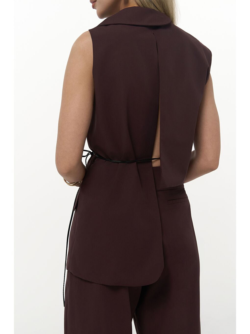 Kampala Asimetrik Bordo Yelek Pantolon Takım-6