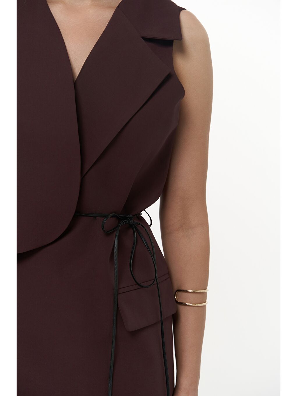 Kampala Asimetrik Bordo Yelek Pantolon Takım-7