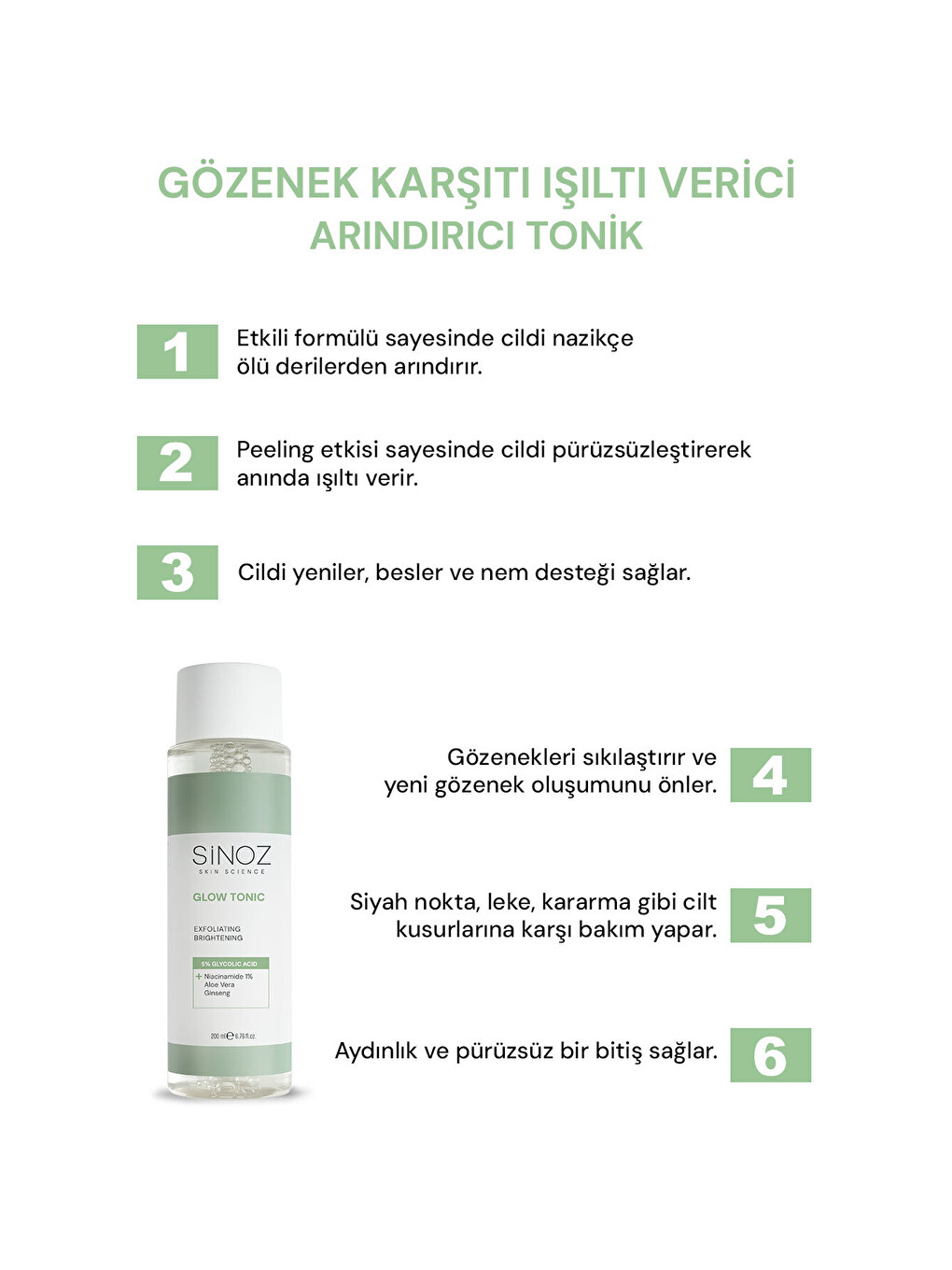 Gözenek Sıkılaştırıcı Arındırıcı Canlandırıcı Peeling Etkili Glow Tonik Glycolic Acid %5 200 Ml-4
