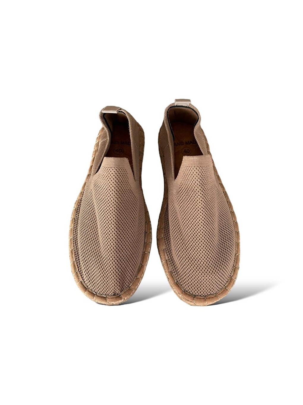 Bej Unisex El Yapımı Triko Espadril Kum-1