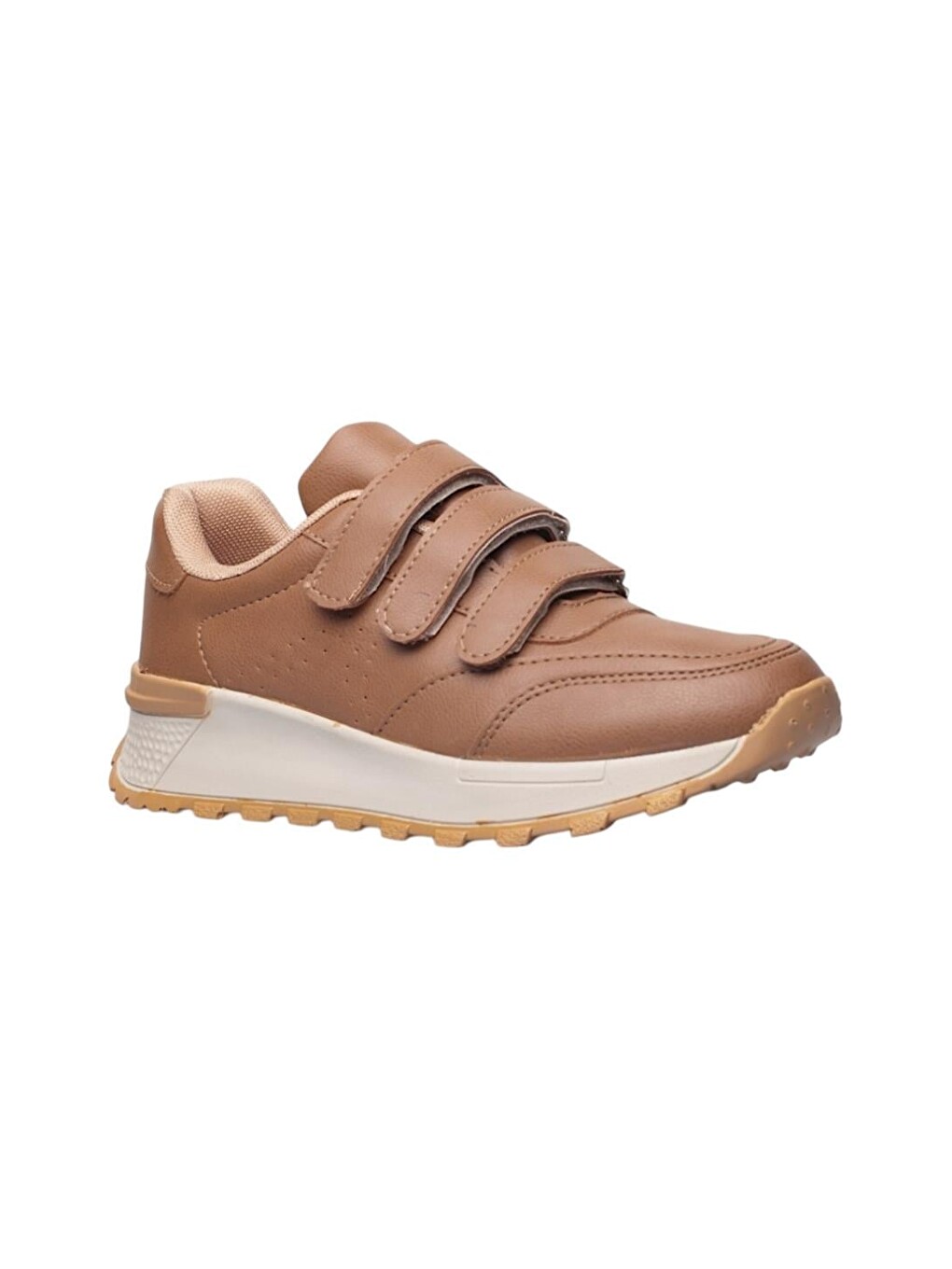 Kahverengi Kadın Cırtlı Kolay Giyilebilir Mevsimlik Sneaker Spor Ayakkabı Taba-2