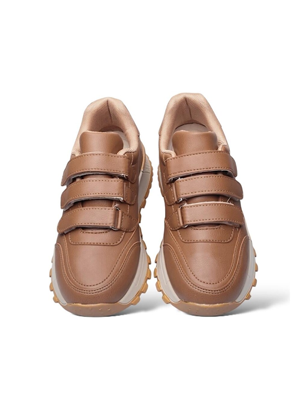 Kahverengi Kadın Cırtlı Kolay Giyilebilir Mevsimlik Sneaker Spor Ayakkabı Taba-4