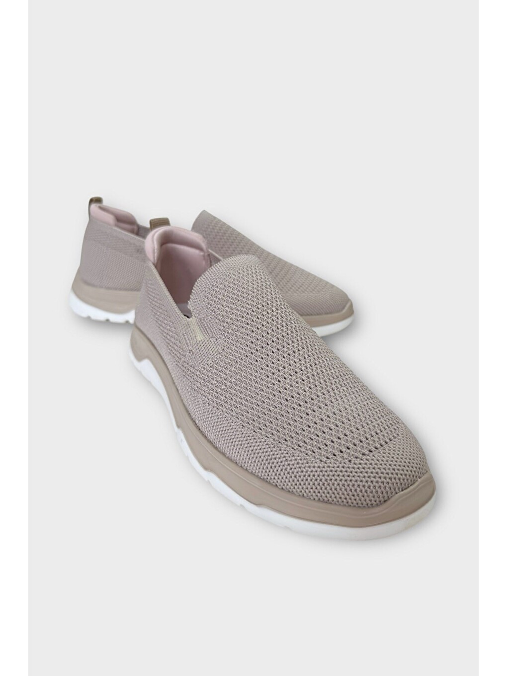 Erkek Nefes Alabilen Triko Sneaker Ayakkabı Bej-3