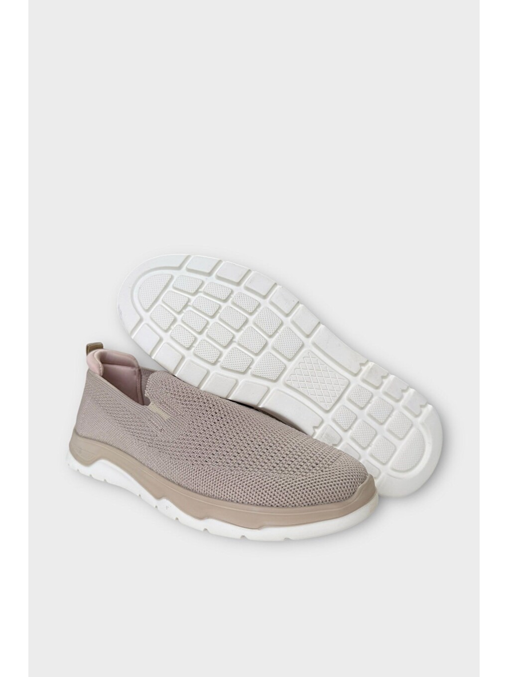 Erkek Nefes Alabilen Triko Sneaker Ayakkabı Bej-11