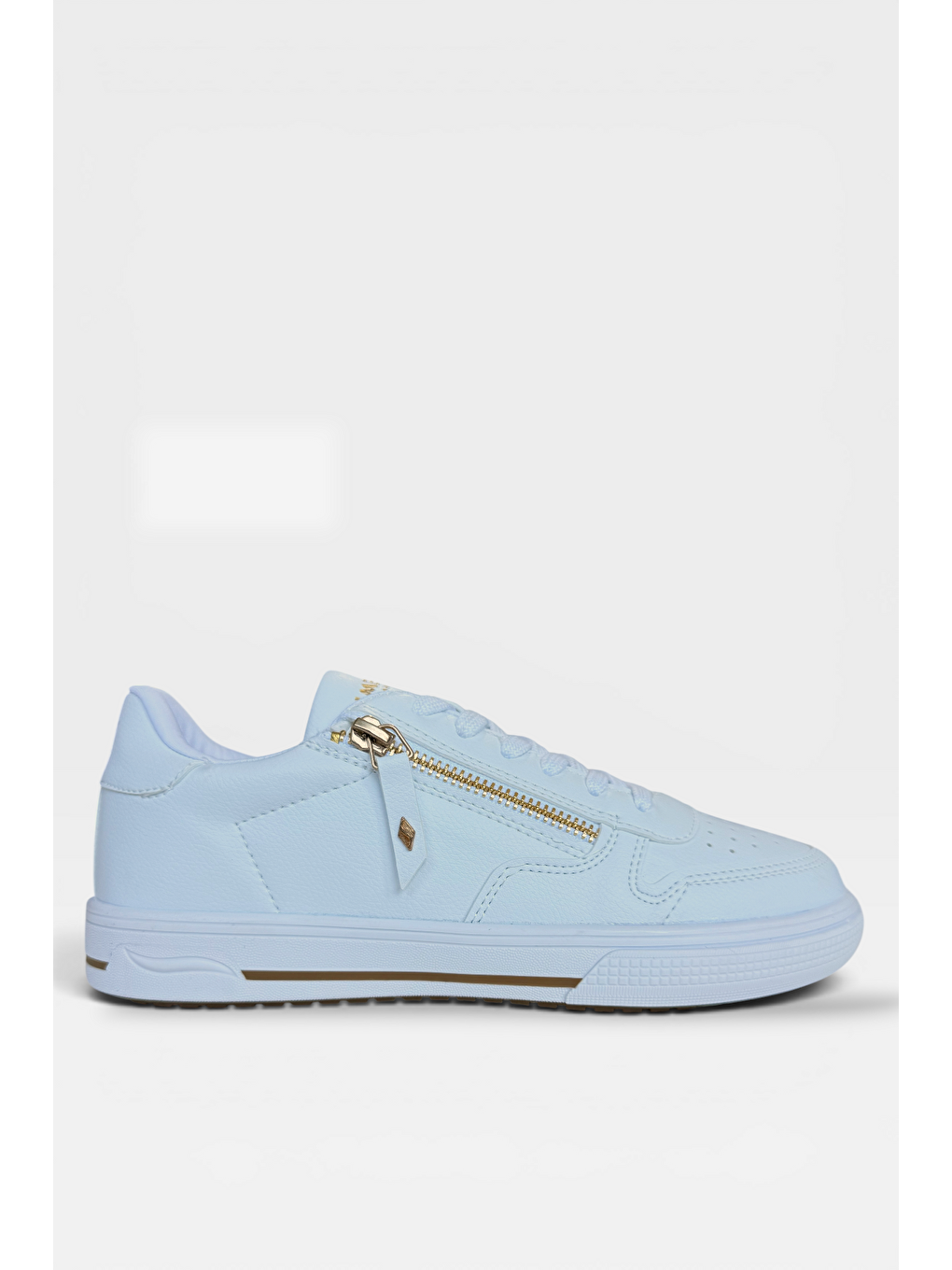 Günlük Hafif Taban Bağcıklı Fermuarlı Kadın Sneaker Ayakkabı Beyaz