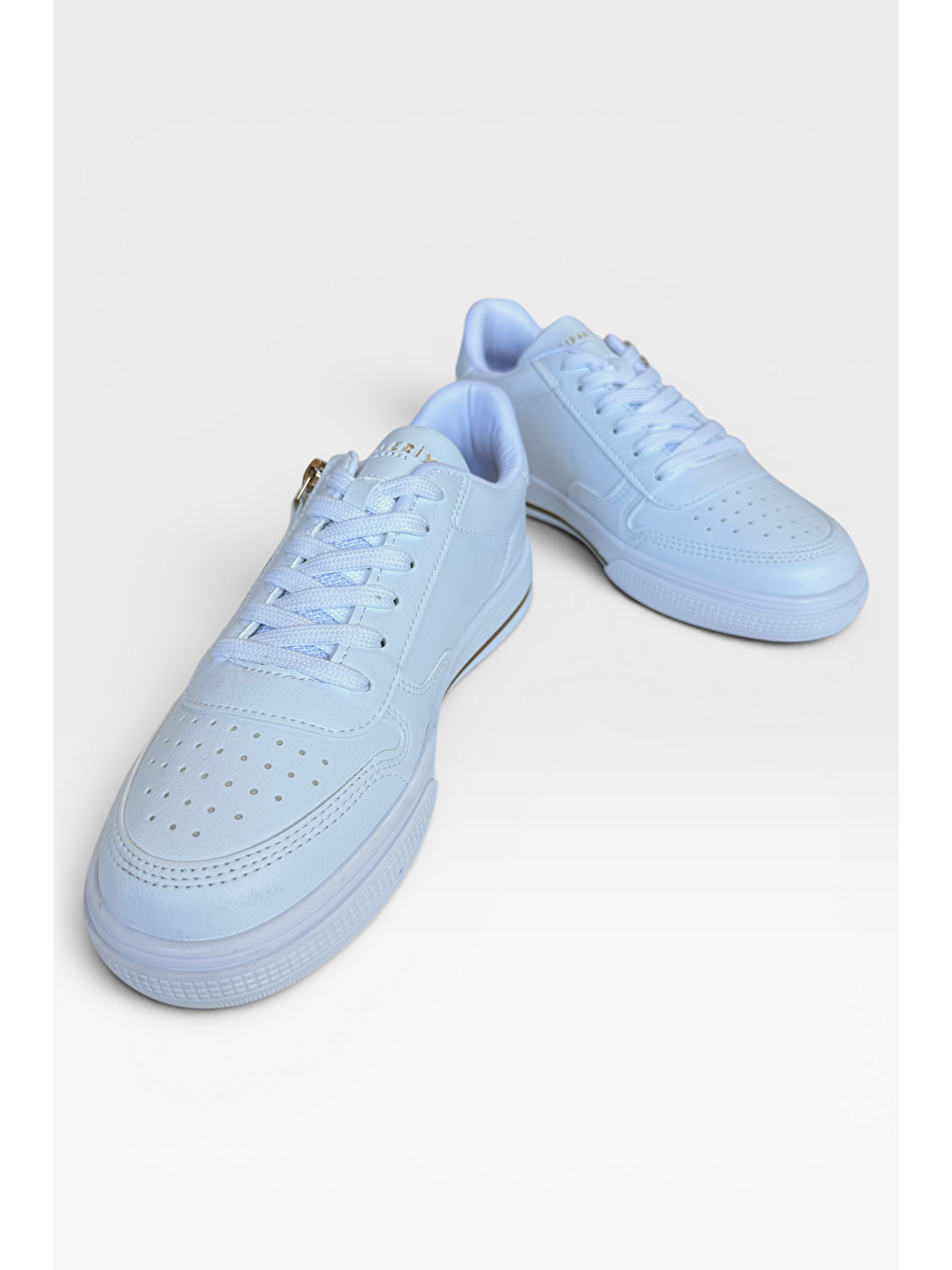 Günlük Hafif Taban Bağcıklı Fermuarlı Kadın Sneaker Ayakkabı Beyaz-8