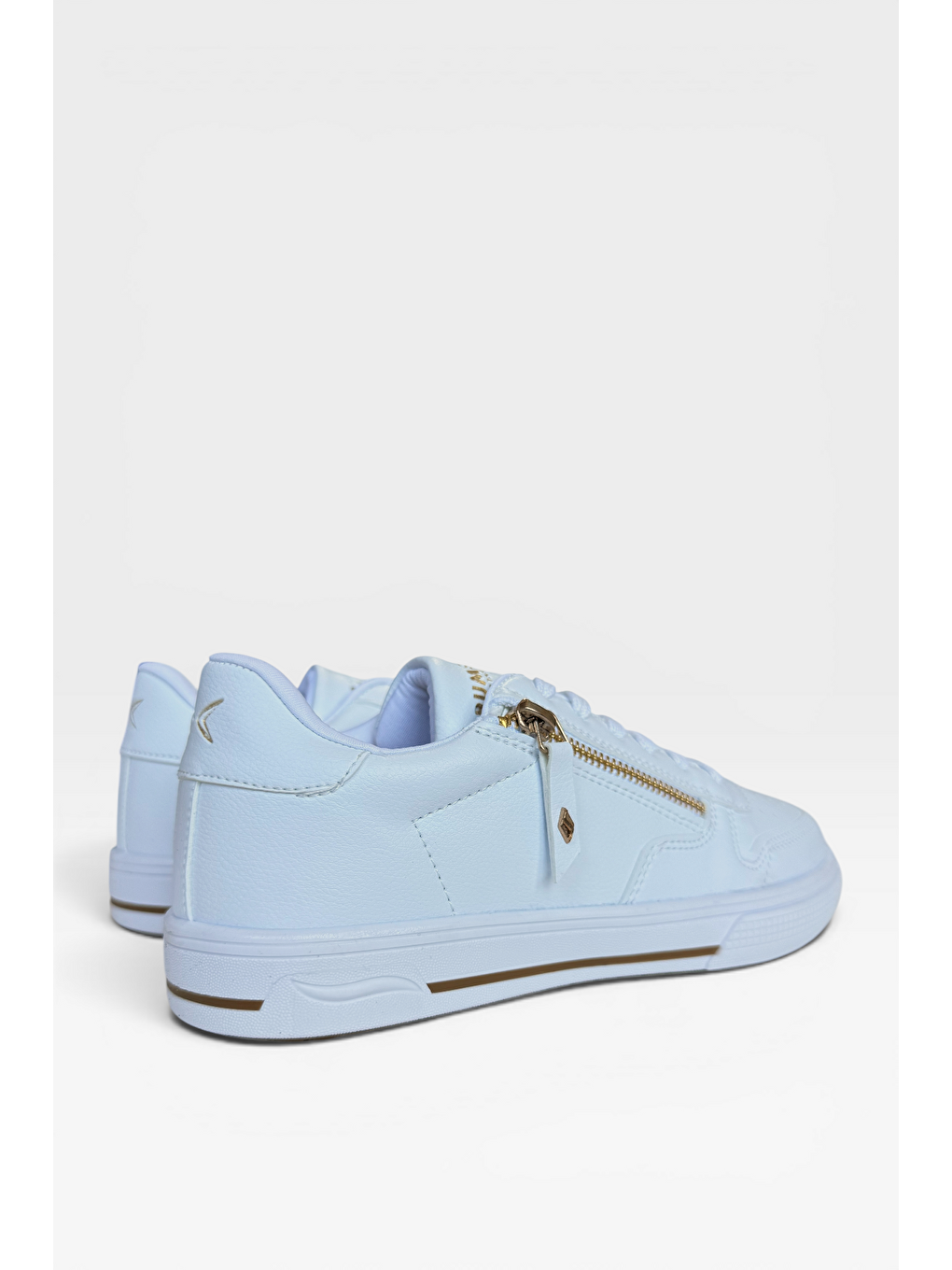 Günlük Hafif Taban Bağcıklı Fermuarlı Kadın Sneaker Ayakkabı Beyaz-10