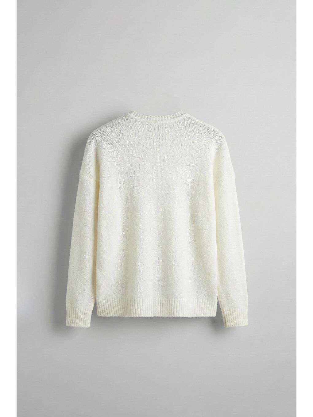 Erkek Oversize Yumuşak Dokulu Kazak Ekru-1